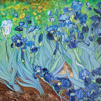 제목이 "reproduction Iris"인 미술작품 Daniel Ballavoisne로, 원작, 기름 나무 들것 프레임에 장착됨