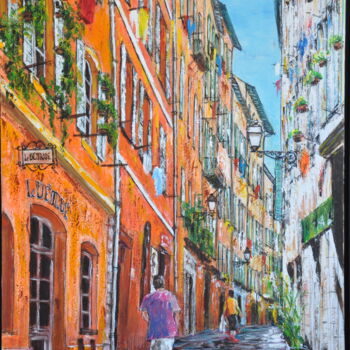 Painting titled "Vieux Nice rue Beno…" by Daniel Barré, Original Artwork, Oil