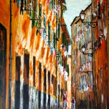 Peinture intitulée "Le Vieux Nice, rue…" par Daniel Barré, Œuvre d'art originale, Acrylique