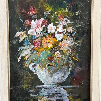 Painting titled "Fantaisie florale" by Daniel Bathiard, Original Artwork, Oil