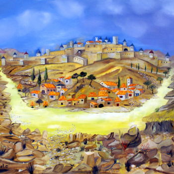 Peinture intitulée "Carcassonne , la ci…" par Daniel.C, Œuvre d'art originale, Huile