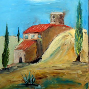 Painting titled "Le Pigeonnier" by Daniel.C, Original Artwork, Oil