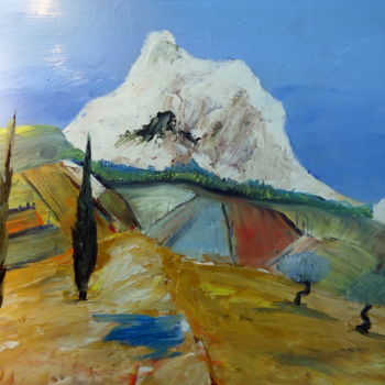 Schilderij getiteld "Bugarach" door Daniel.C, Origineel Kunstwerk, Olie