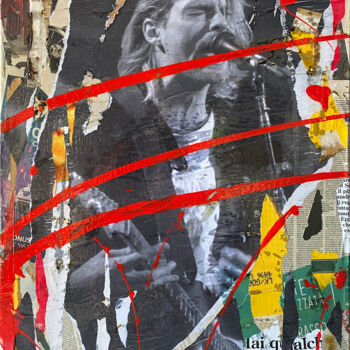 Collages getiteld "Kurt" door Daniel Carena, Origineel Kunstwerk, Acryl Gemonteerd op Houten paneel