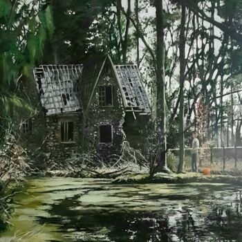 Painting titled "Baba Yaga" by Daniel Combe (DACO), Original Artwork, Oil