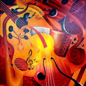 "Composition musical…" başlıklı Tablo Daniel Dombry tarafından, Orijinal sanat, Petrol Ahşap Sedye çerçevesi üzerine monte e…