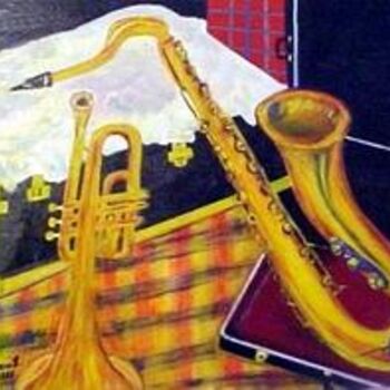 Peinture intitulée "Saxophone" par Daniel Dr. El Dan (Mdaniel), Œuvre d'art originale, Huile