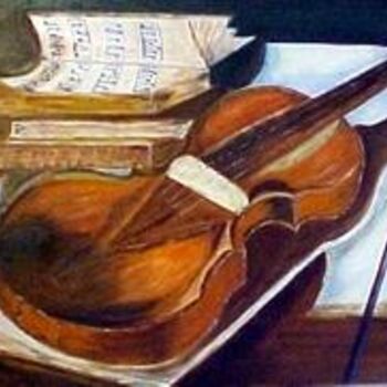 Painting titled "GUITARE" by Daniel Dr. El Dan (Mdaniel), Original Artwork, Oil