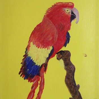 Pintura intitulada "Le Perroquet" por Daniel Dr. El Dan (Mdaniel), Obras de arte originais, Óleo