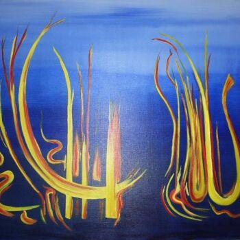 Malerei mit dem Titel "Flamme" von Daniel Dr. El Dan (Mdaniel), Original-Kunstwerk, Öl