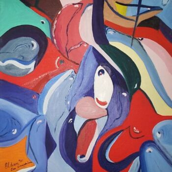 Pintura intitulada "Dauphins" por Daniel Dr. El Dan (Mdaniel), Obras de arte originais, Óleo