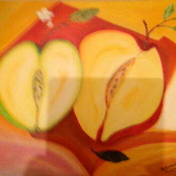Painting titled "Pomme-jaune" by Daniel Dr. El Dan (Mdaniel), Original Artwork, Oil
