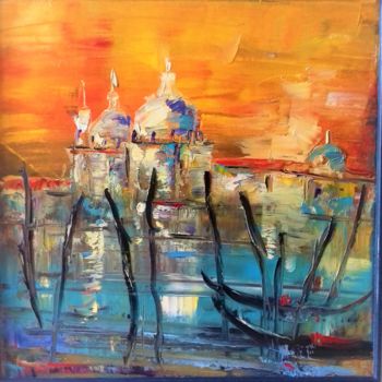 Painting titled "la lagune ( hst30x3…" by Daniel Giacchi, Original Artwork, Oil