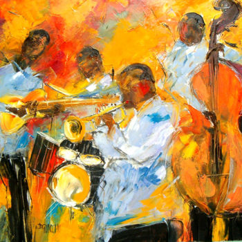 Painting titled "quartet jazz ( hst…" by Daniel Giacchi, Original Artwork, Oil