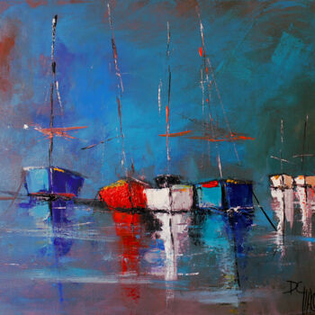 Painting titled "Brume sur les batea…" by Daniel Giacchi, Original Artwork, Oil