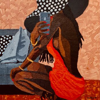 「Selfie moment」というタイトルの絵画 Daniel Gyekyi Gyanによって, オリジナルのアートワーク, アクリル