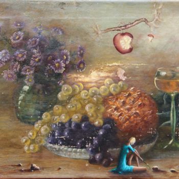 Pittura intitolato "" Nature morte viva…" da Daniel Jacquinot, Opera d'arte originale, Olio