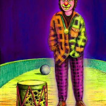 Painting titled "Le clown" by Daniel Jègoû, Original Artwork