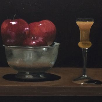 Painting titled "Shadow Box Apples &…" by Flatty, Original Artwork, Oil