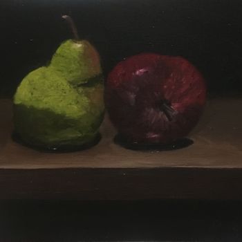 Painting titled "Apple pear" by Flatty, Original Artwork, Oil