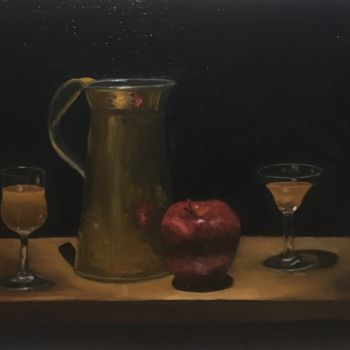 Painting titled "Fall Libations Appl…" by Flatty, Original Artwork, Oil