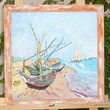 Pintura intitulada "Les barques" por Daniel Jouenne, Obras de arte originais