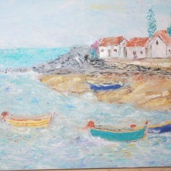 Painting titled "petit port du sud" by Daniel Jouenne, Original Artwork