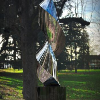 Sculpture titled "Spiral Nebula#1" by Daniel Kei Wo, Original Artwork, Stainless Steel