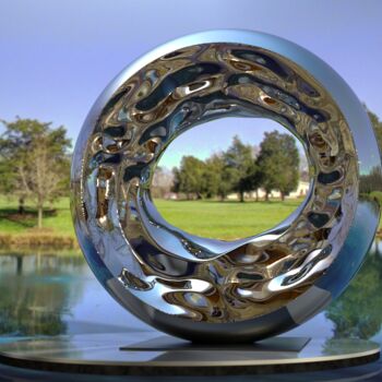 Скульптура под названием "Whispers of Infinit…" - Daniel Kei Wo, Подлинное произведение искусства, Нержавеющая сталь