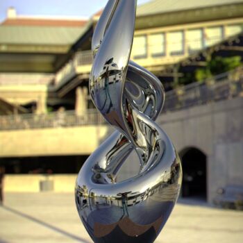 Sculpture titled "Spiral Nebula#3" by Daniel Kei Wo, Original Artwork, Stainless Steel