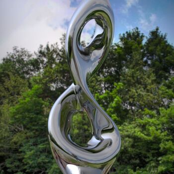 Sculpture titled "Spiral Nebula#4" by Daniel Kei Wo, Original Artwork, Stainless Steel