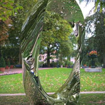 Sculpture titled "Echo Arc#5" by Daniel Kei Wo, Original Artwork, Stainless Steel