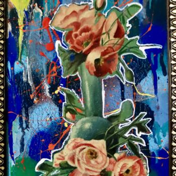Malerei mit dem Titel "Flowers" von Daniel Knopfhart, Original-Kunstwerk, Öl Auf Holzplatte montiert