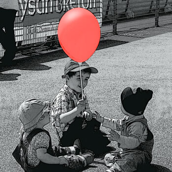 Arts numériques intitulée "Ballon rouge" par Daniel Le Page (Dan Ar Pach), Œuvre d'art originale