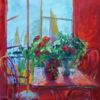 Peinture intitulée "Les chaises rouges" par Daniel Lebier, Œuvre d'art originale