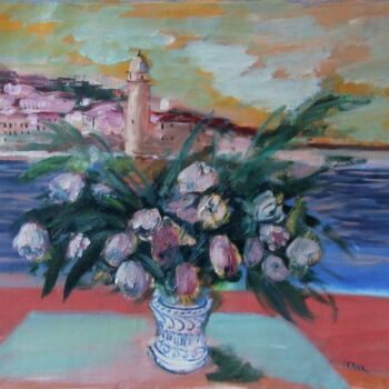 Pintura titulada "Tulipes à Collioures" por Daniel Lebier, Obra de arte original
