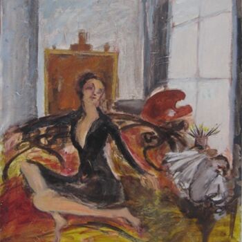 Painting titled "La robe noire" by Daniel Lebier, Original Artwork