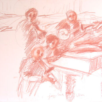 Drawing titled "Jazz Band" by Daniel Lebier, Original Artwork