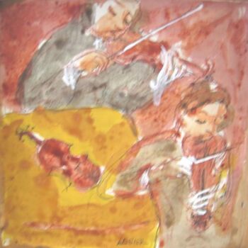 Painting titled "Violonistes" by Daniel Lebier, Original Artwork