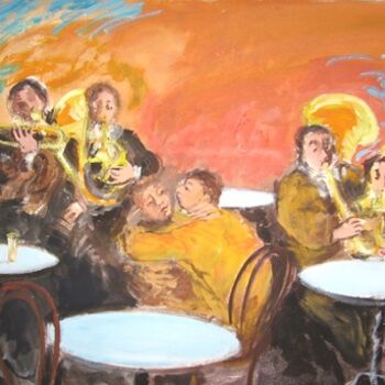 Schilderij getiteld "Le Jazz-Band" door Daniel Lebier, Origineel Kunstwerk