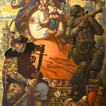 Pintura titulada "Defenders of Ukraine" por Daniel Litvinov, Obra de arte original, Oleo