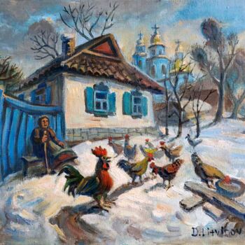 Peinture intitulée "Ukrainian hinterland" par Daniel Litvinov, Œuvre d'art originale, Huile Monté sur Châssis en bois