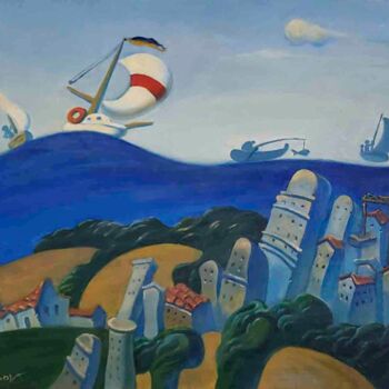 Peinture intitulée "Sea over Odessa" par Daniel Litvinov, Œuvre d'art originale, Huile