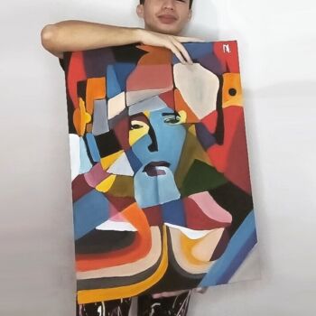 Painting titled "A cara da arte" by Daniel Marques, Original Artwork, Acrylic Mounted on Wood Panel