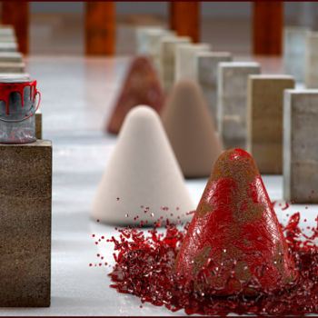 Digitale Kunst mit dem Titel "Red intrusion" von Damaz, Original-Kunstwerk