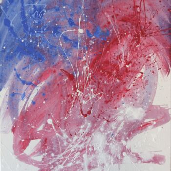 Malerei mit dem Titel "Rojo-azul 1" von Daniel Portales, Original-Kunstwerk, Acryl