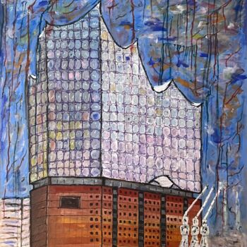Картина под названием "Elbphilharmonie Ham…" - Daniel Pultorak, Подлинное произведение искусства, Масло