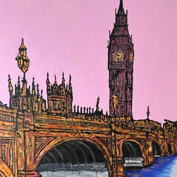 "Londoner Sonnenunte…" başlıklı Tablo Daniel Pultorak tarafından, Orijinal sanat, Petrol Ahşap Sedye çerçevesi üzerine monte…