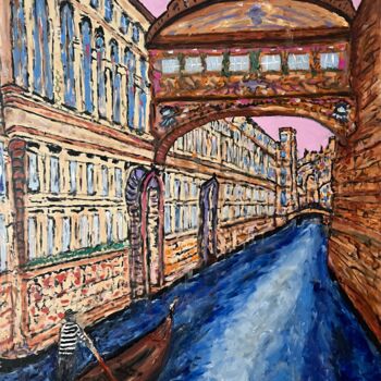 Картина под названием "Gondeln in Venedig" - Daniel Pultorak, Подлинное произведение искусства, Масло Установлен на Деревянн…