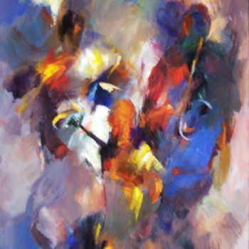 Painting titled "Jazz-Rock" by Daniel Rouviere, Original Artwork